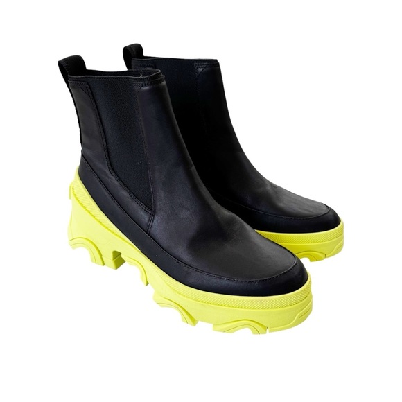 Sorel Waterproof Leather Brex Chelsea Boot Black with Yellow Sole Size 10 NWT - Picture 3 of 9